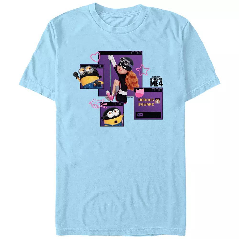 Men's Despicable Me 4 Heroes Beware Tabs Graphic Tee, Size: XXL, Light Blue Product Image