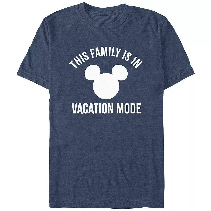 Disney's Men's This Family Is In Vacation Mode Mickey Head Logo Tee, Size: XL, Royal Grey Product Image