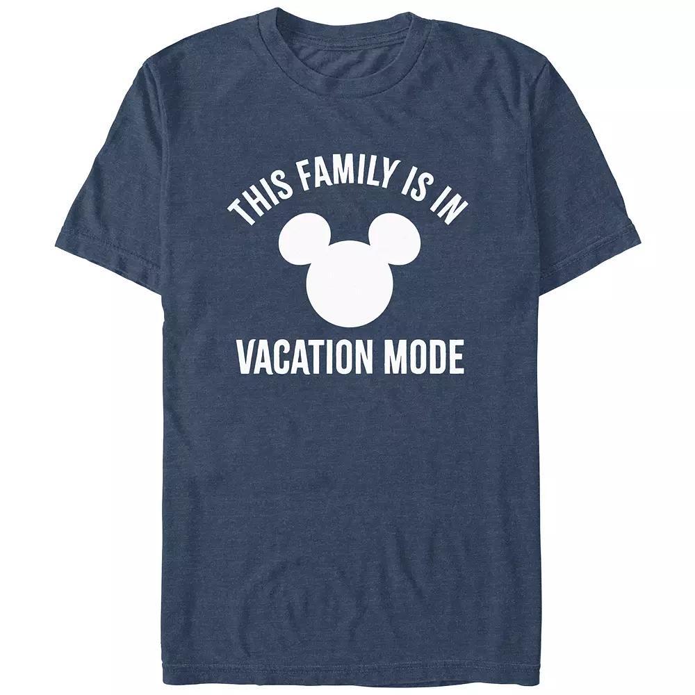 Disney's Men's This Family Is In Vacation Mode Mickey Head Logo Tee, Size: XL, Royal Grey Product Image