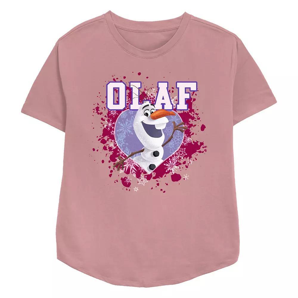 Disney's Frozen Olaf Happy Heart Women's Relaxed Fit Graphic Tee, Size: Small, Pink Product Image