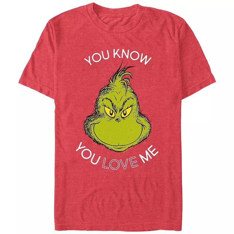 Big & Tall Dr. Seuss Grinch You Know You Love Me Graphic Tee, Men's, Size: XXL, Red Grey Product Image