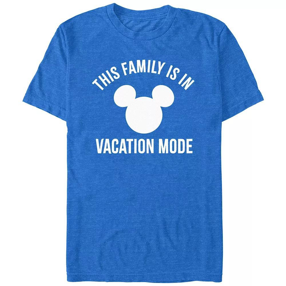 Disney's Men's This Family Is In Vacation Mode Mickey Head Logo Tee, Size: XL, Royal Grey Product Image