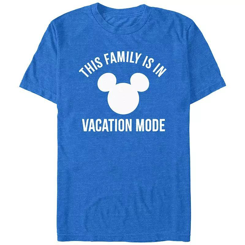 Disney's Men's This Family Is In Vacation Mode Mickey Head Logo Tee, Size: XL, Royal Grey Product Image