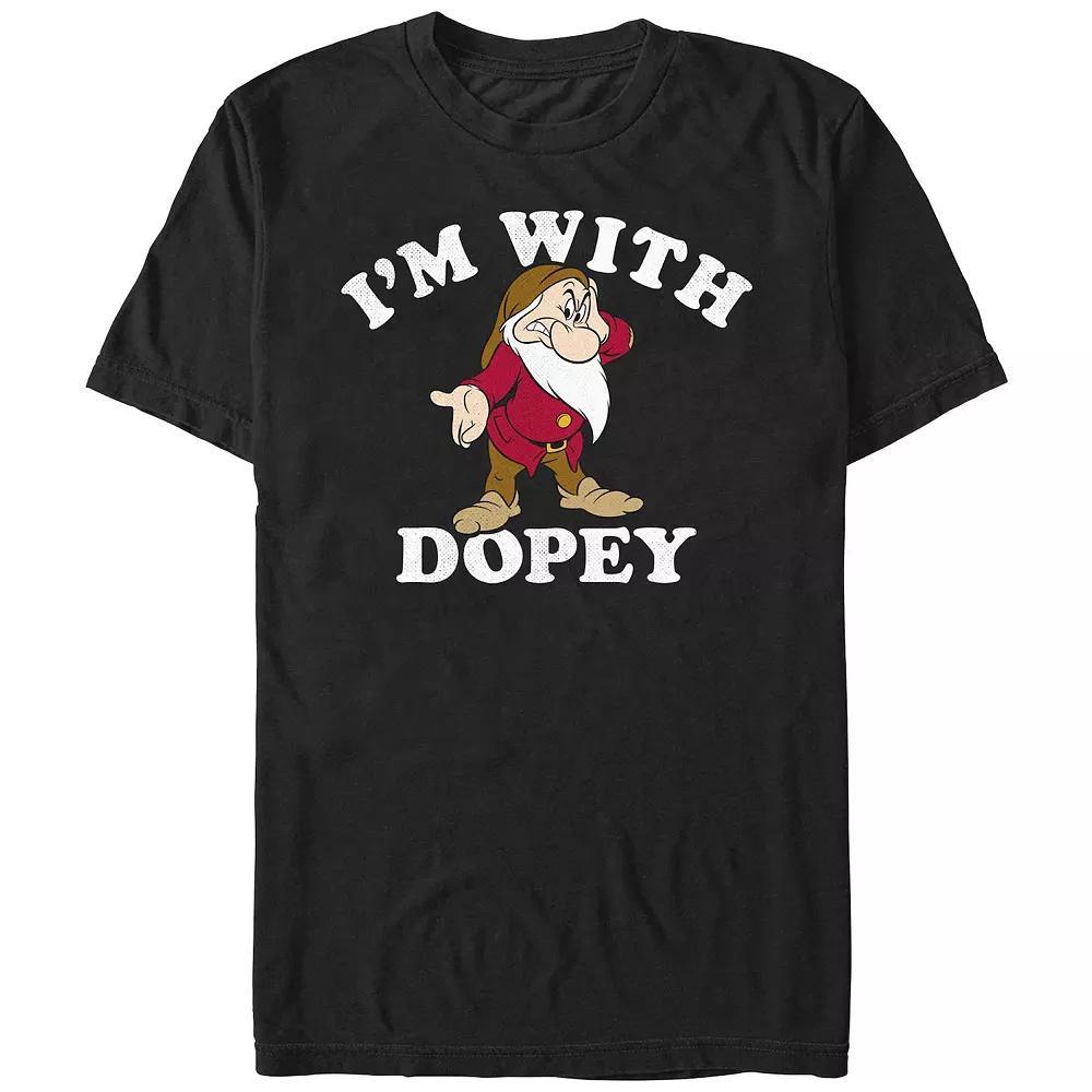 Men's Snow White And The Seven Dwarfs I'm With Dopey Graphic Tee, Size: Medium, Black Product Image