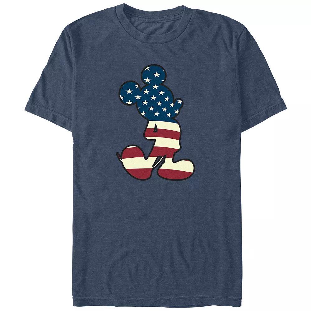 Disney's Mickey Mouse USA Flag Print Silhouette Big & Tall Graphic Tee, Men's, Size: XL Tall, Navy Grey Product Image