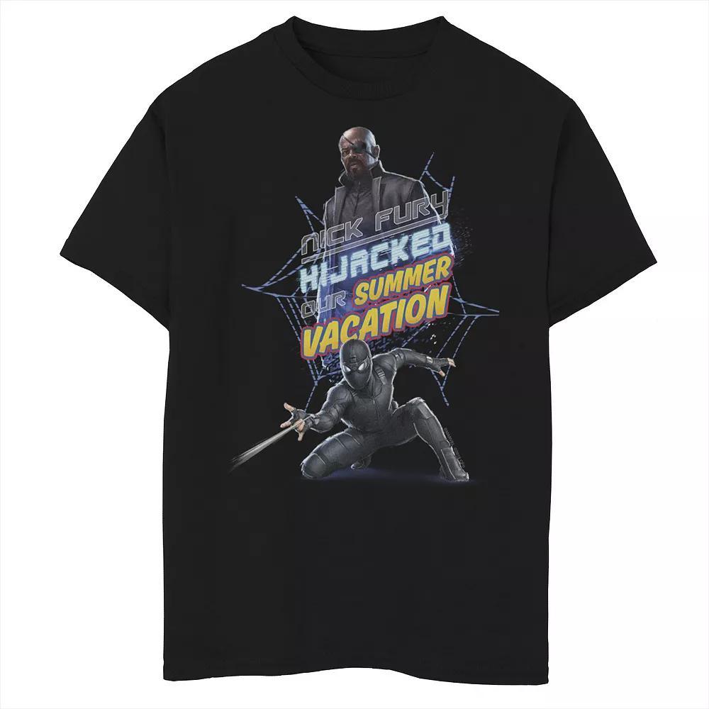 Boys 8-20 Marvel Spider-Man Far From Home Nick Fury Stealth Suit Logo Graphic Tee, Boy's, Size: Medium, Black Product Image