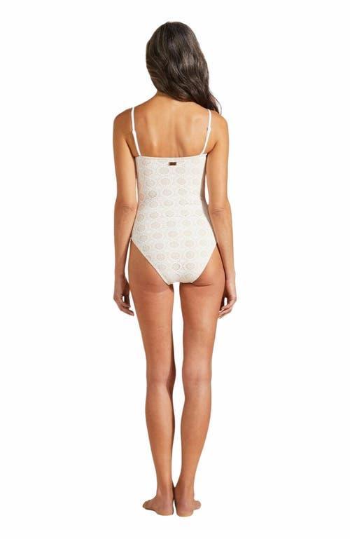 Womens Broderie Anglaise One-Piece Swimsuit Product Image