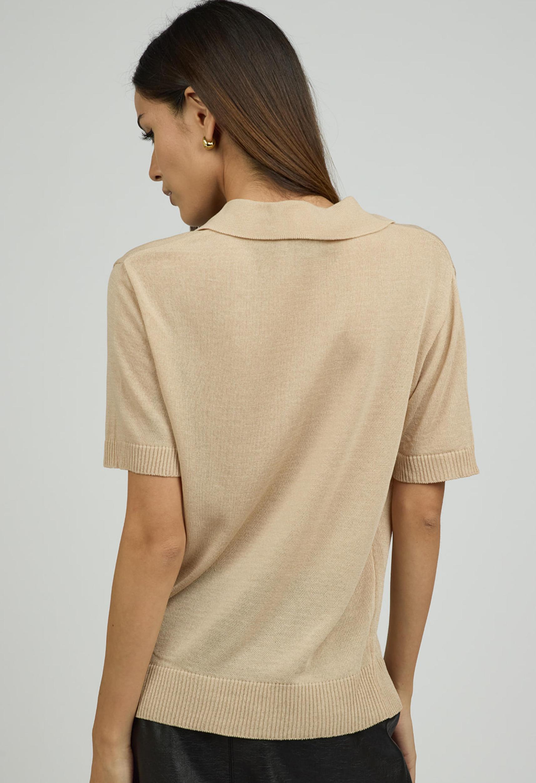 Helen Knit Polo in Beige Product Image
