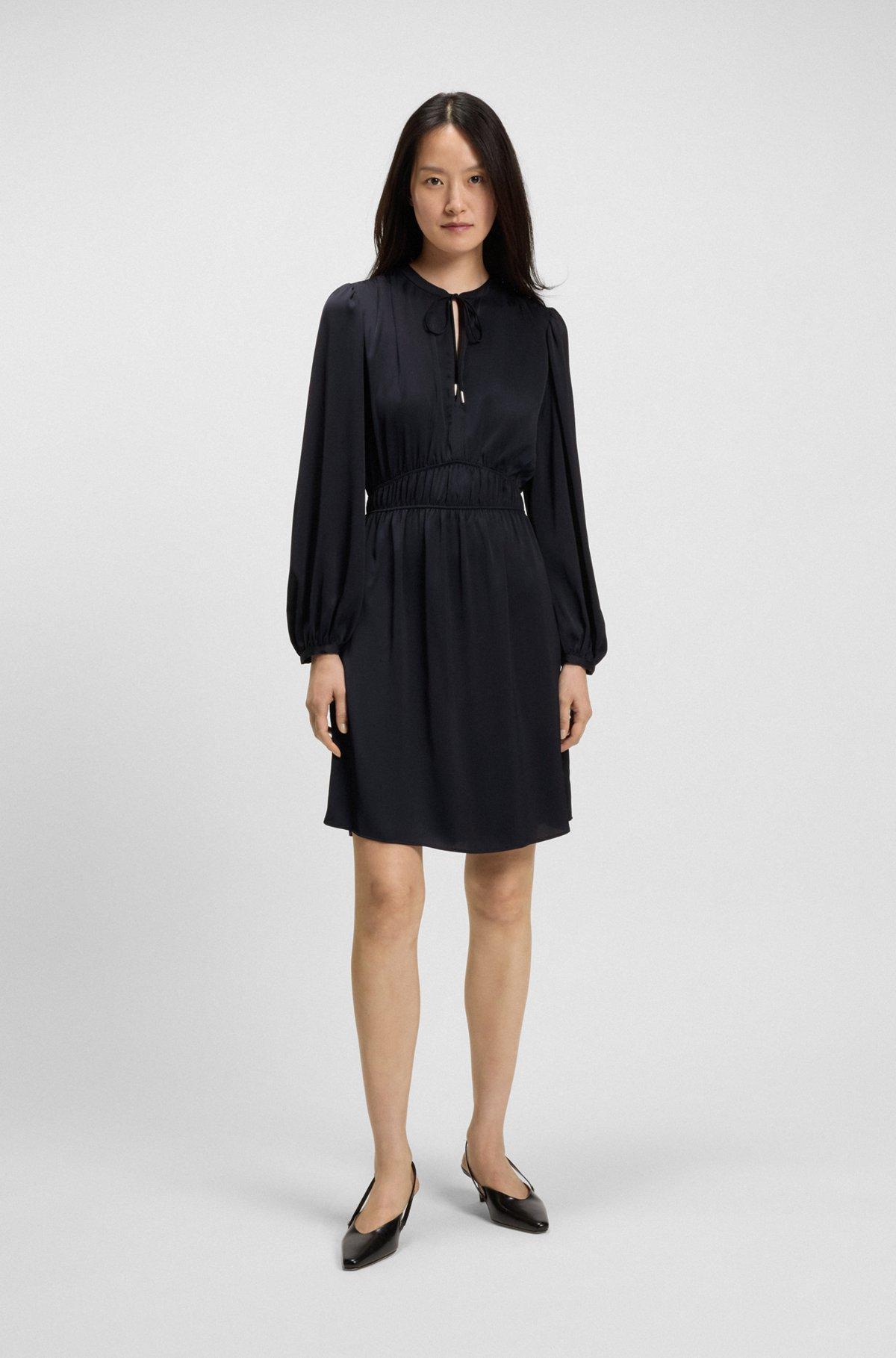 BOSS - Crinkle-satin mini dress with gathered details - Dark Blue Product Image