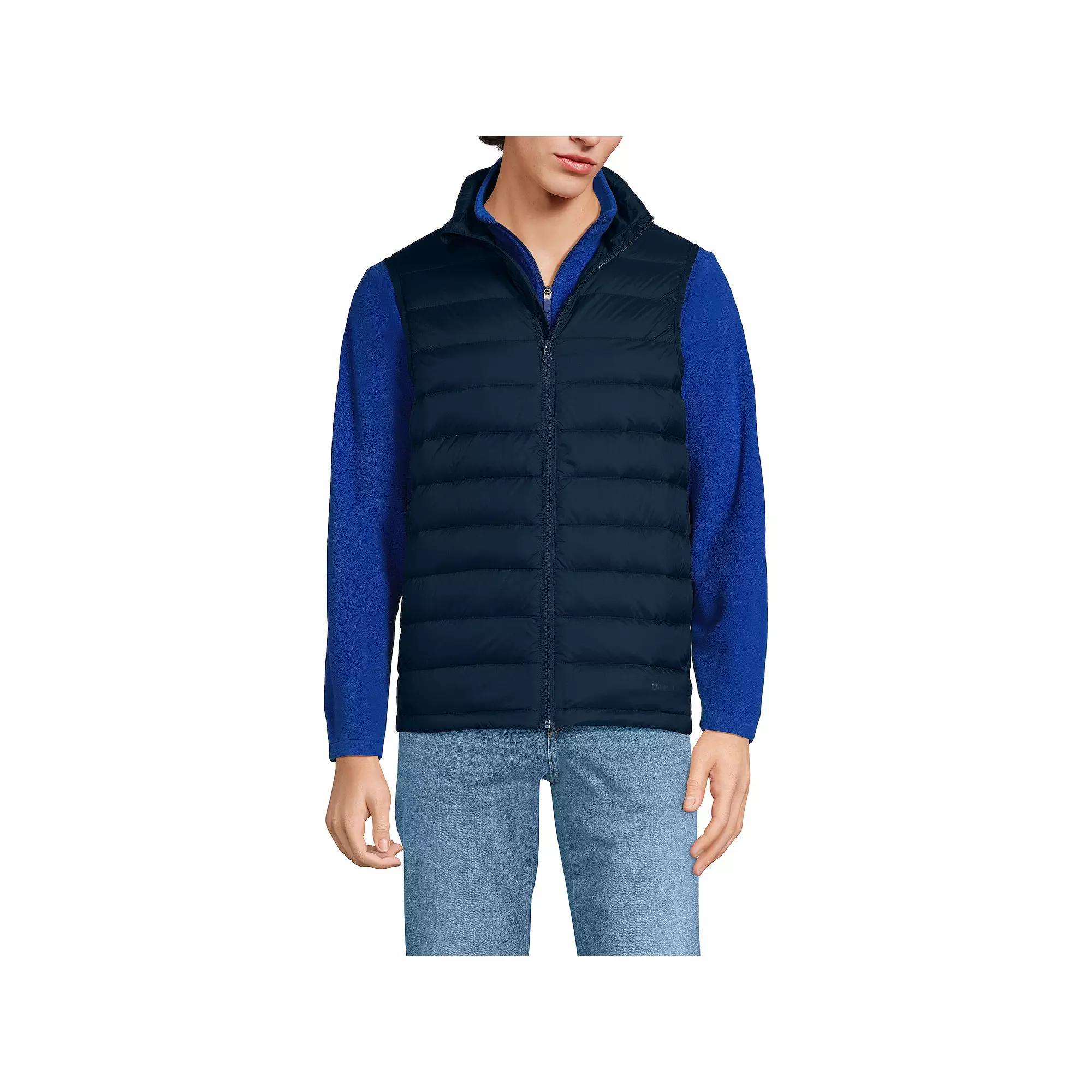 Men's Lands' End Wanderweight Down Puffer Vest, Size: Large, Mist Green Product Image