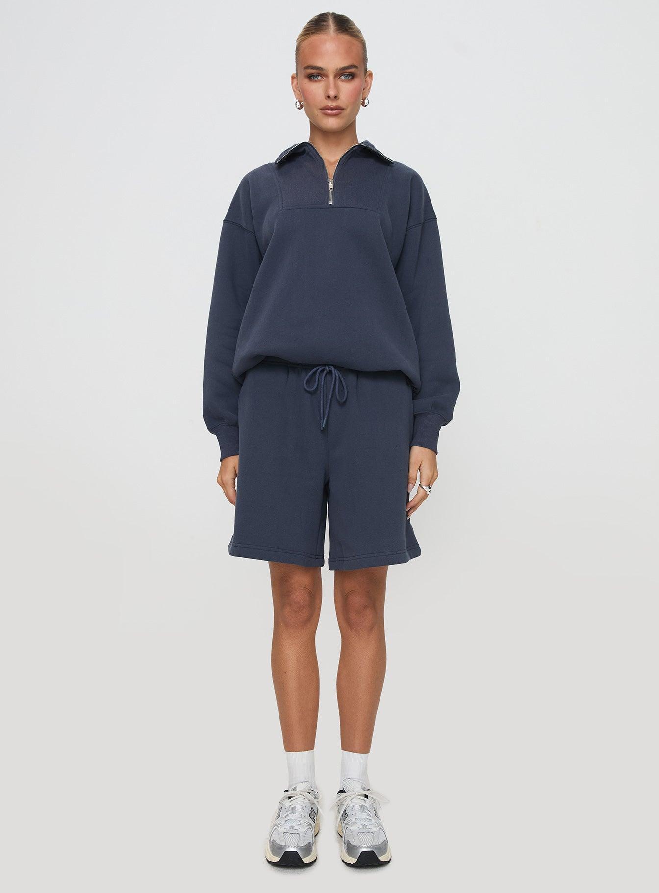 Dream Fleece Longline Shorts Navy Product Image