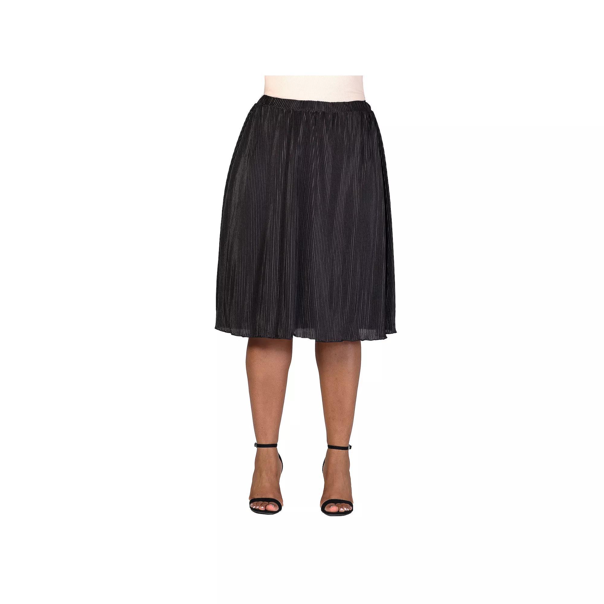 Plus Size 24Seven Comfort Apparel Elegant Accordion Pleated Elastic Waistband Party Midi Skirt, Women's, Size: 3XL, Red Product Image