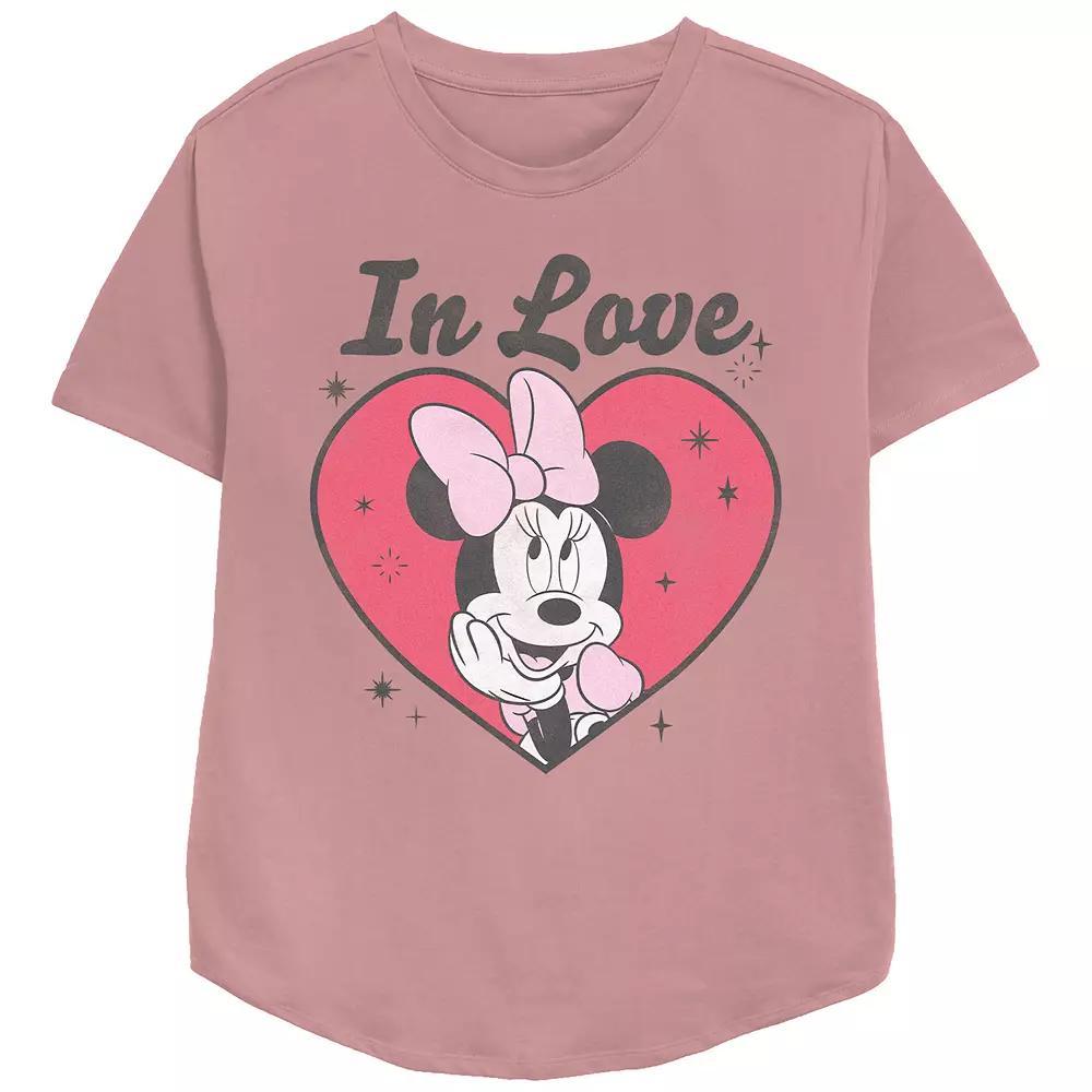 Women's Minnie Mouse In Love Relaxed Fit Graphic Tee, Girl's, Size: Small, Pink Product Image