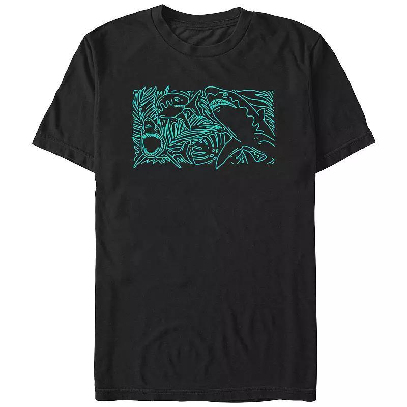Men's Tropical Shark Graphic Tee, Size: XL, Black Product Image