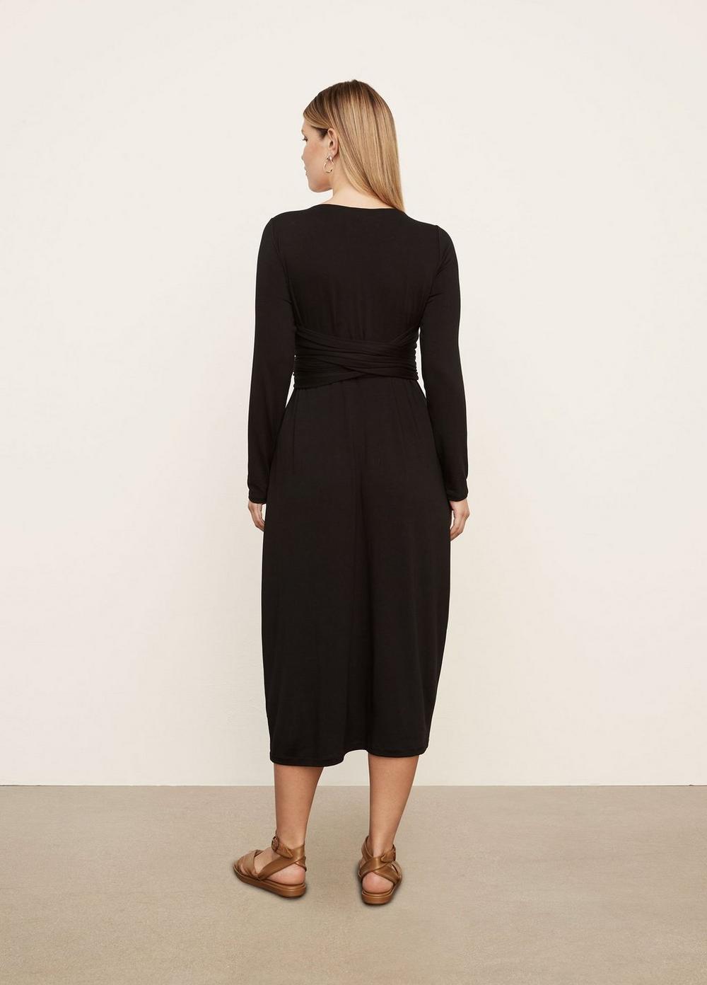 Womens Long Sleeve Wrap Dress, Black, Size 1XL Vince Product Image
