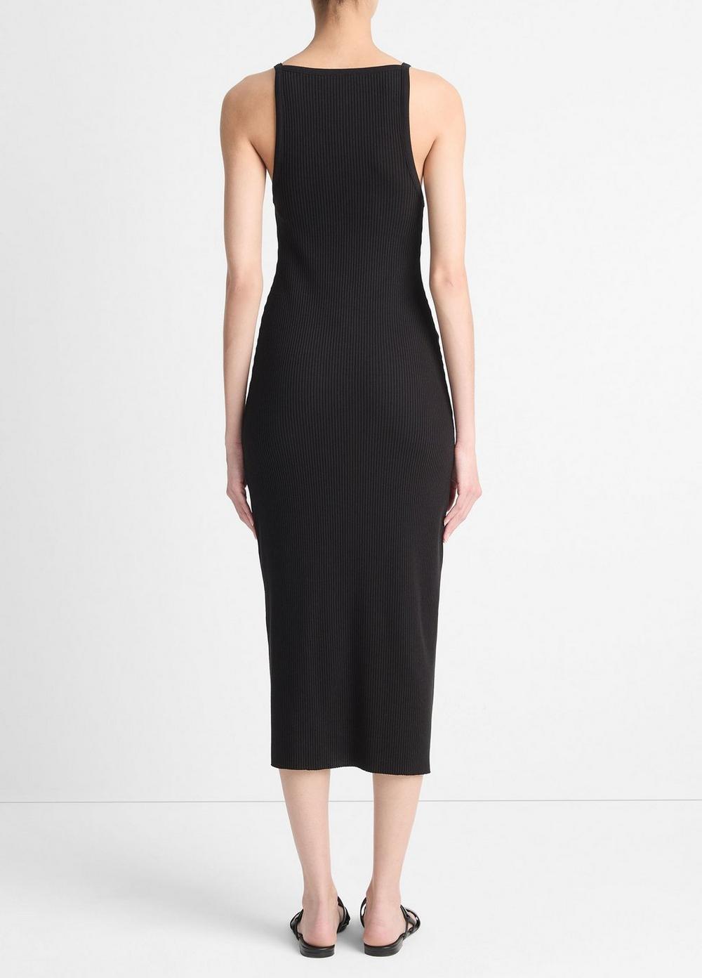 Womens Cotton-Blend Ribbed High-Neck Tank Dress, Black, Size XS Vince Product Image