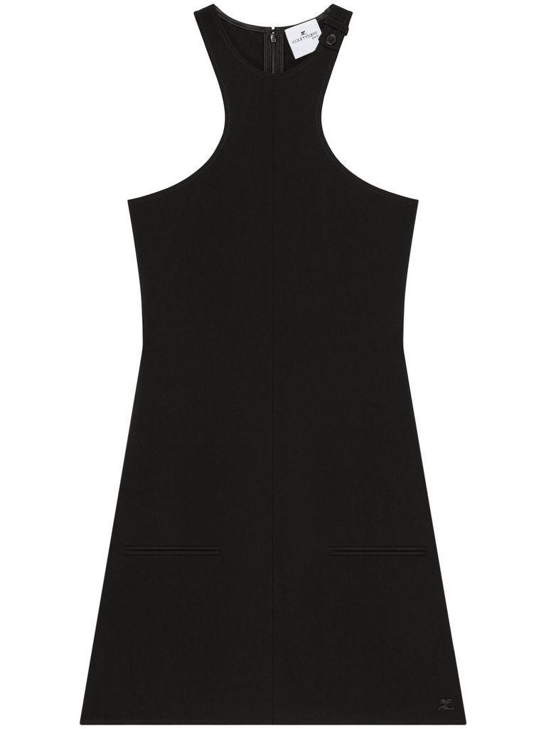 COURRÈGES Black Short Dress With Geometric Design And Sleeveless Product Image