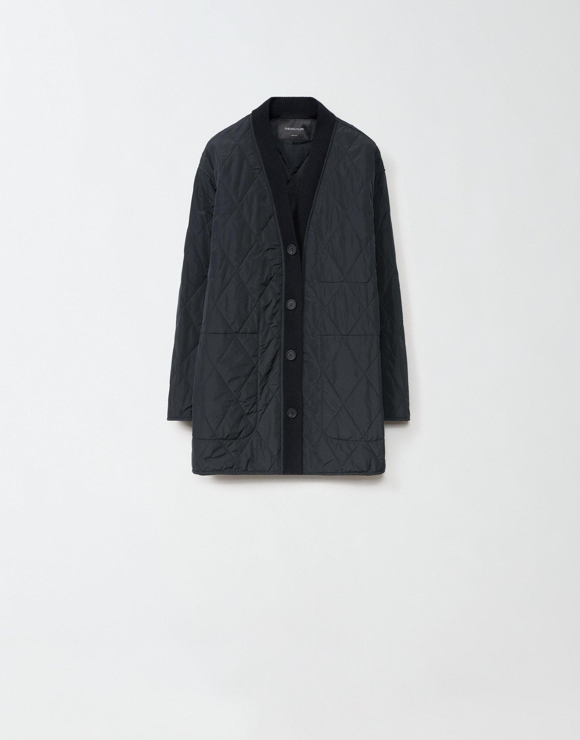 FABIANA FILIPPI Tech Taffeta Quilted Jacket With Knit Finishing In Black Product Image