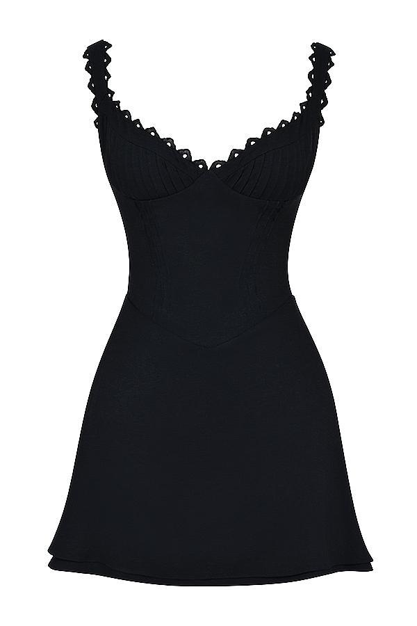 Tilly Black Pin Tuck Mini Dress Product Image