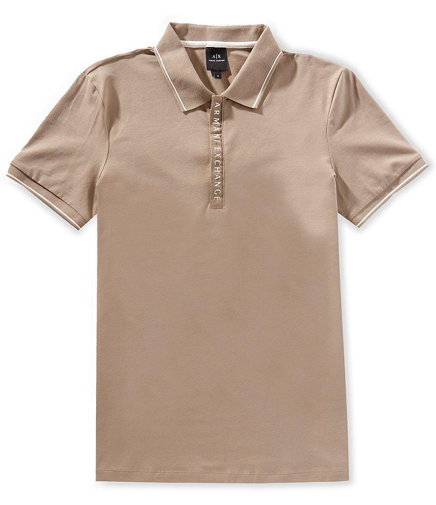Armani Exchange Slim Fit Zipper Logo Short Sleeve Polo Shirt Product Image