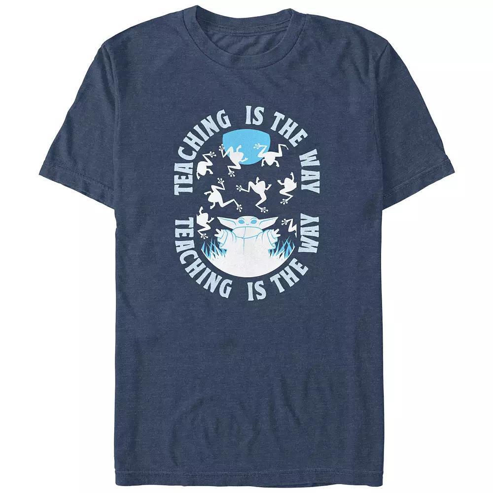 Big & Tall Star Wars The Mandalorian Grogu Teaching Is The Way Graphic Tee, Men's, Size: 3XB, Navy Grey Product Image