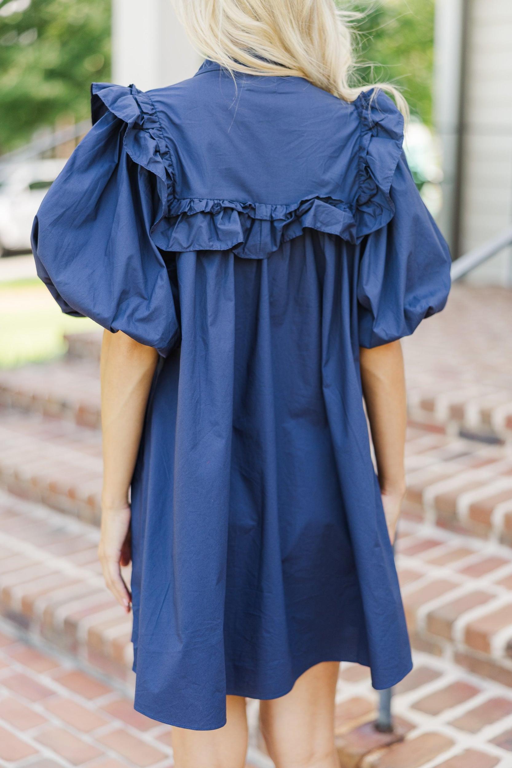Let It All Go Navy Blue Babydoll Dress Female Product Image
