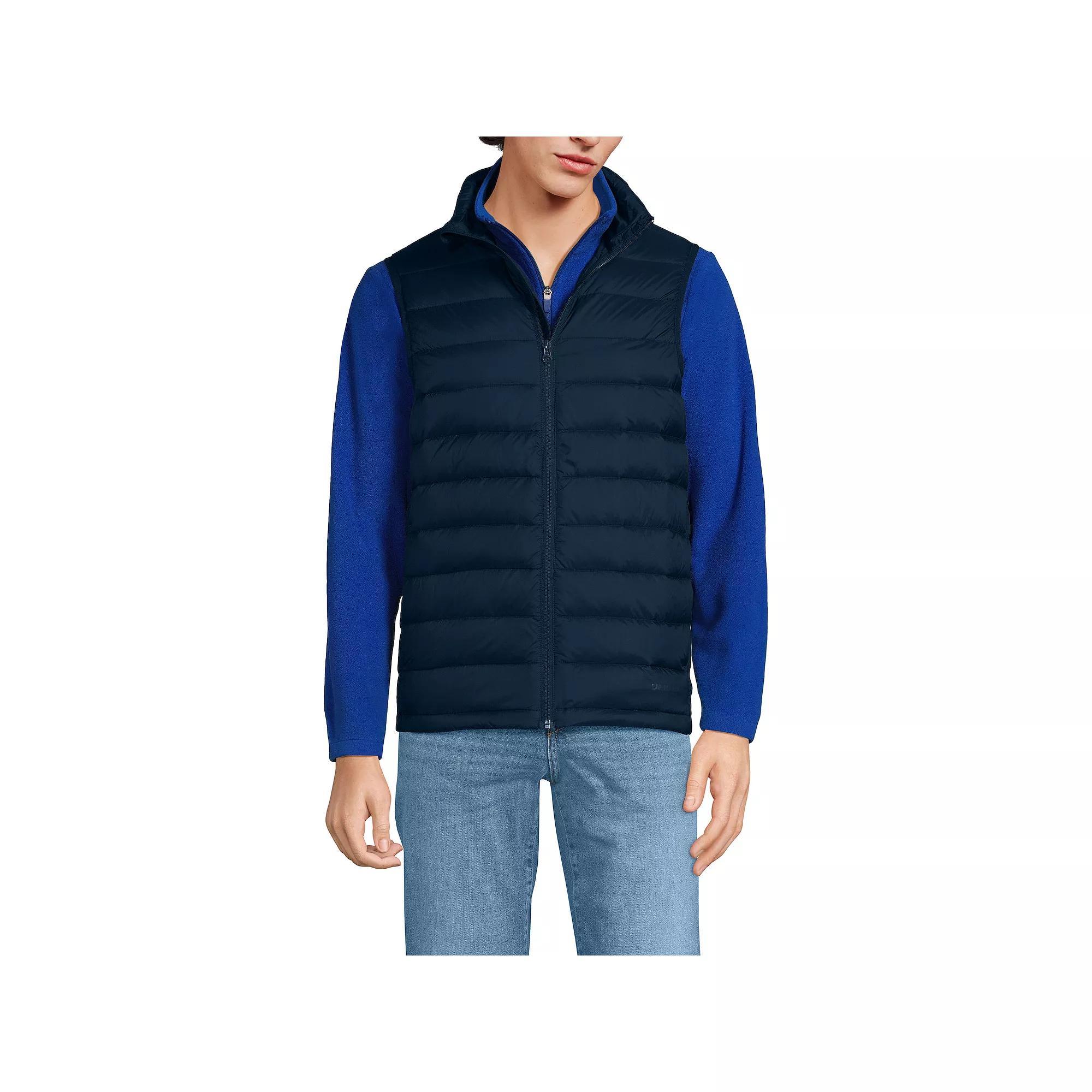 Men's Lands' End Wanderweight Down Puffer Vest, Size: Large, Mist Green Product Image