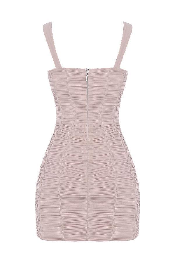 Cate Crystal Ruched Mesh Mini Dress Product Image