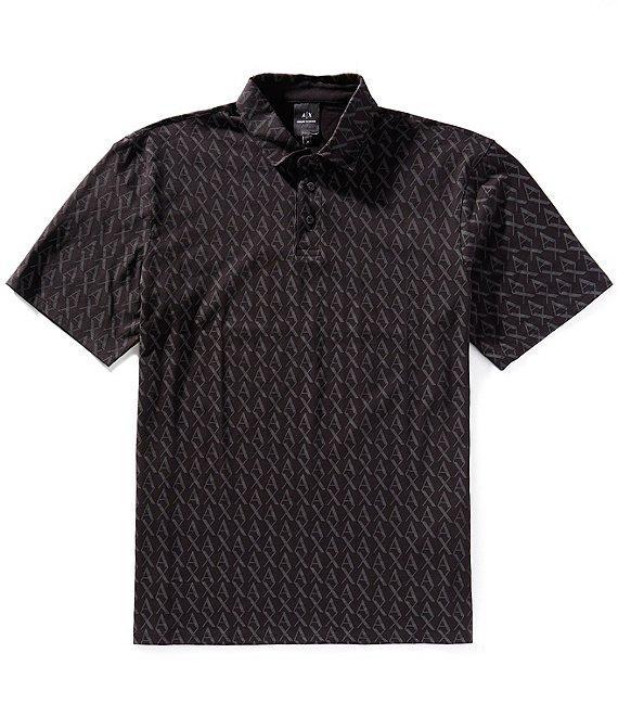 Armani Exchange Allover Logo Print Short Sleeve Polo Shirt Product Image