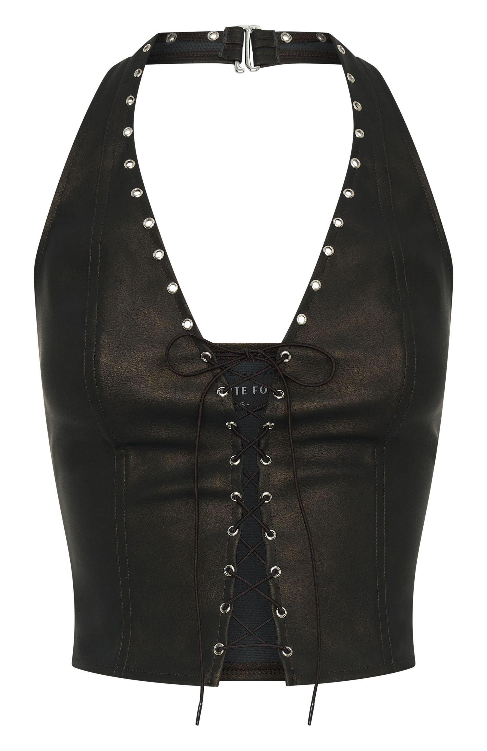Falling Star PU Mini Skirt Chocolate Product Image