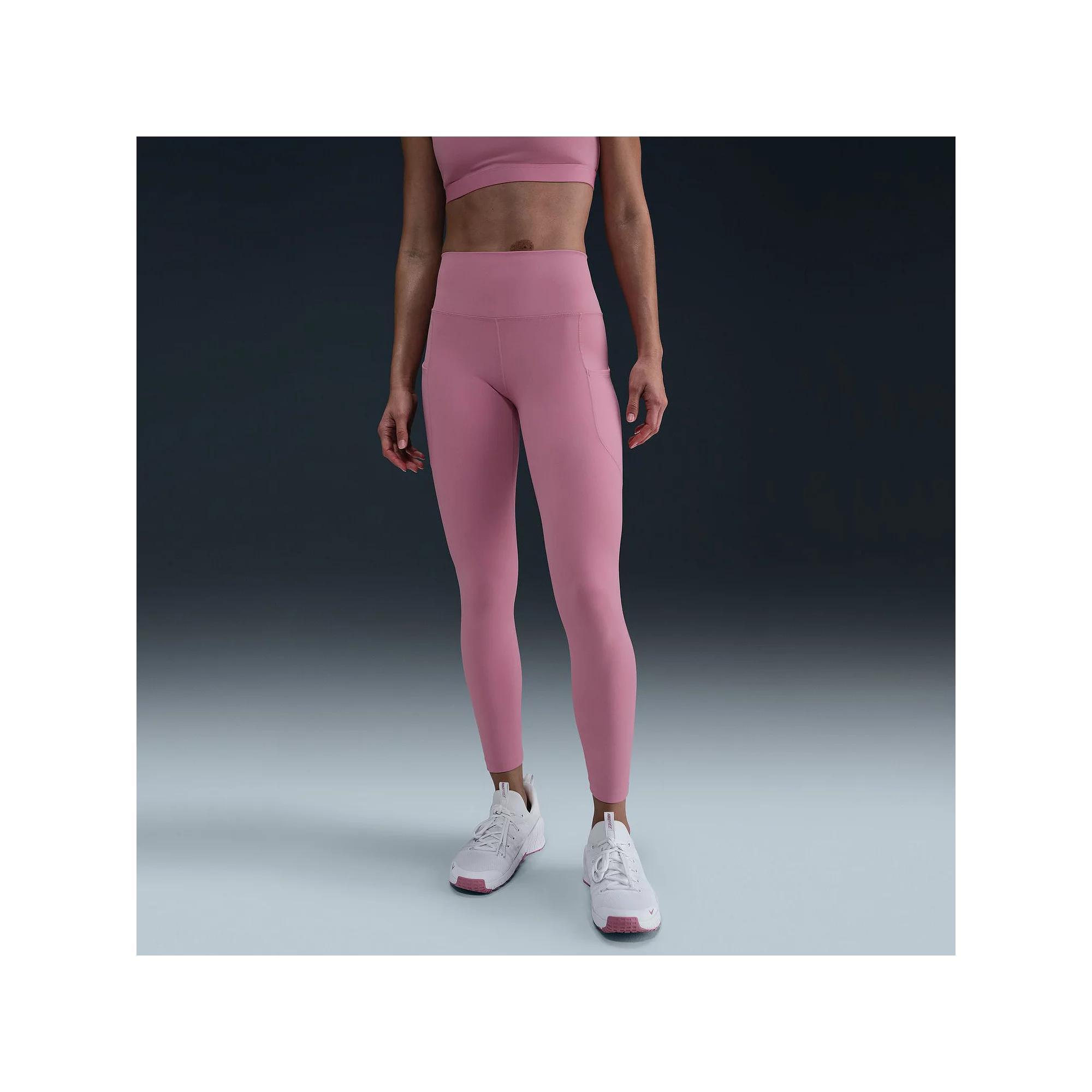 Women's Nike One Pocketed High-Waisted 7/8 Ankle Leggings, Size: XXL, Elemental Pink Product Image