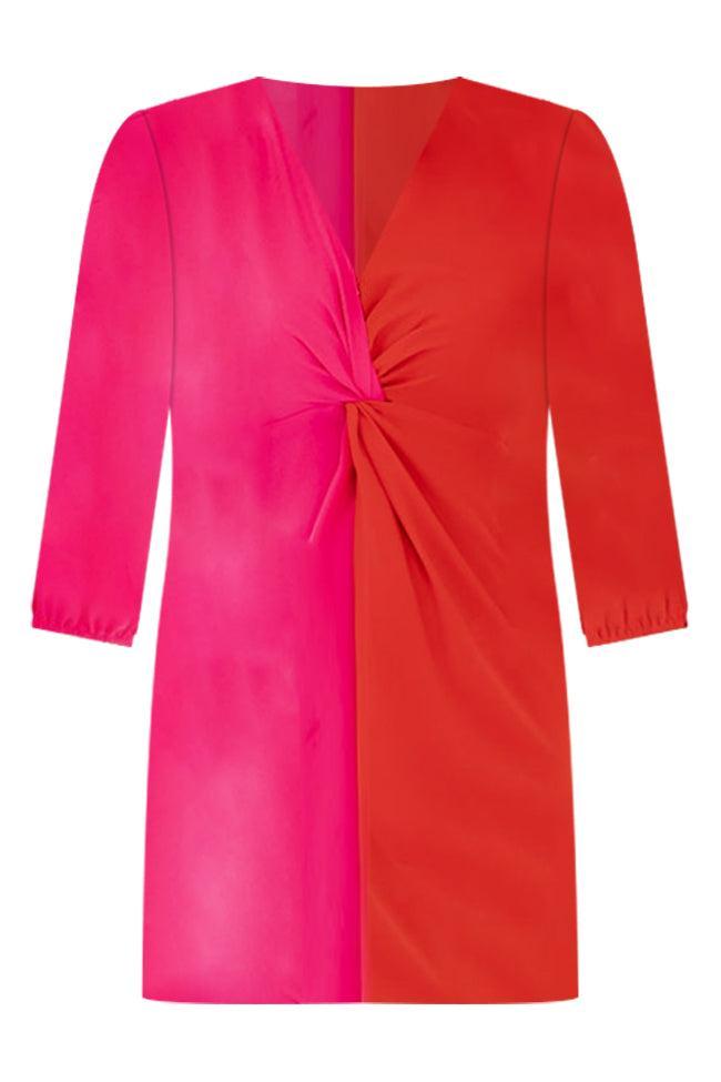 In Your Dreams Red And Pink Two Toned Mini Dress FINAL SALE Product Image