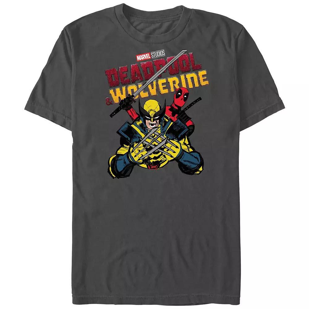 Men's Marvel Deadpool And Wolverine Crossed Claws Graphic Tee, Size: Medium, Grey Product Image