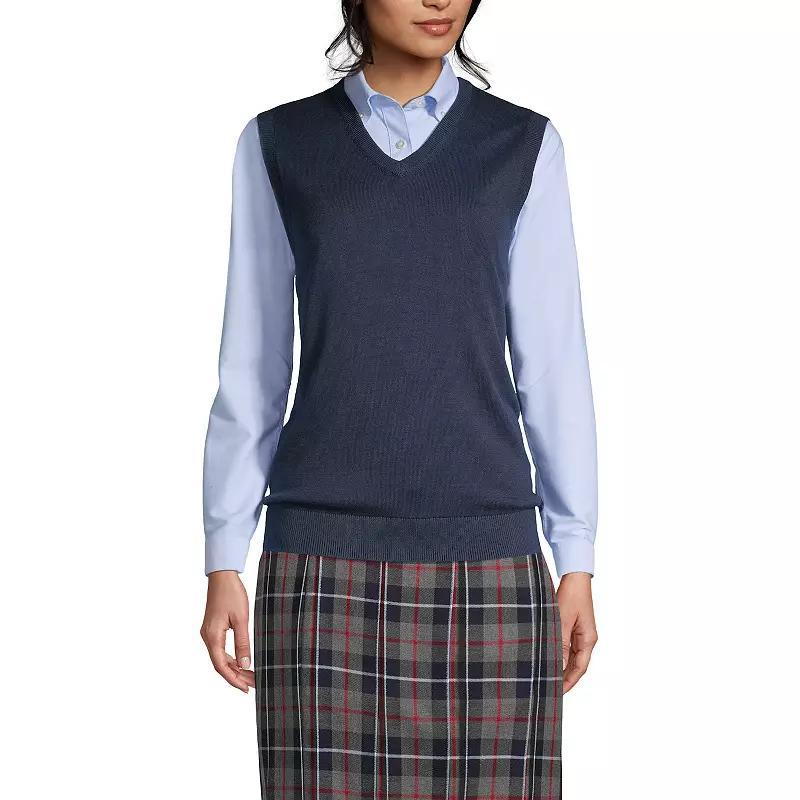 Women's Lands' End Cotton Modal Fine Gauge Sweater Vest, Size: Small, Classic Blue Product Image