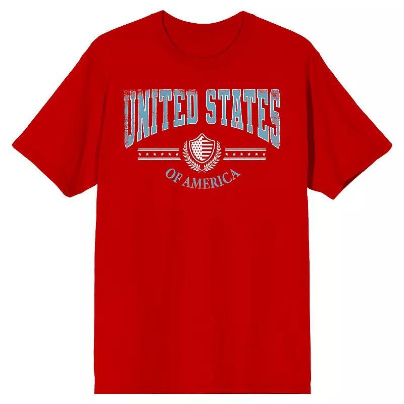 Men's American USA Crest Graphic Tee, Size: Small, Red Product Image