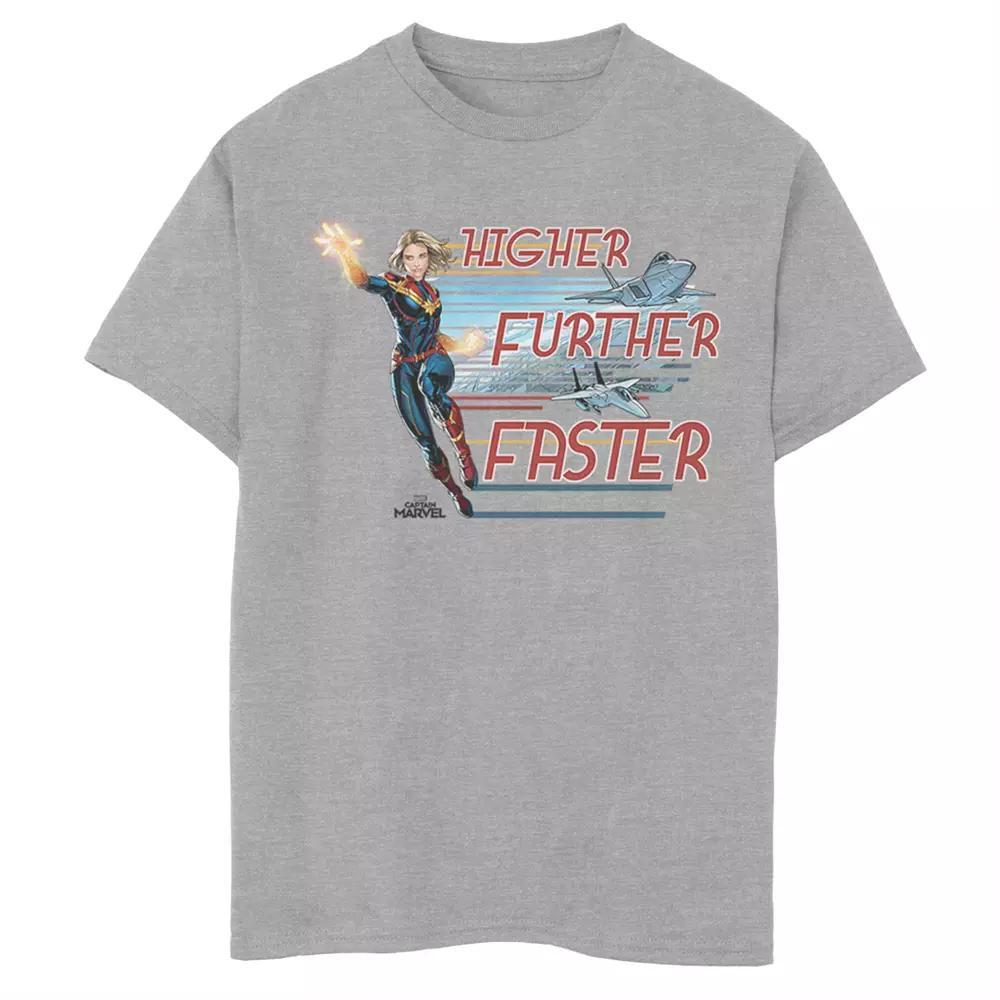 Girls 7-16 Captain Marvel Higher Further Faster Fighter Jets Tee, Girl's, Size: Large, Athletic Grey Product Image