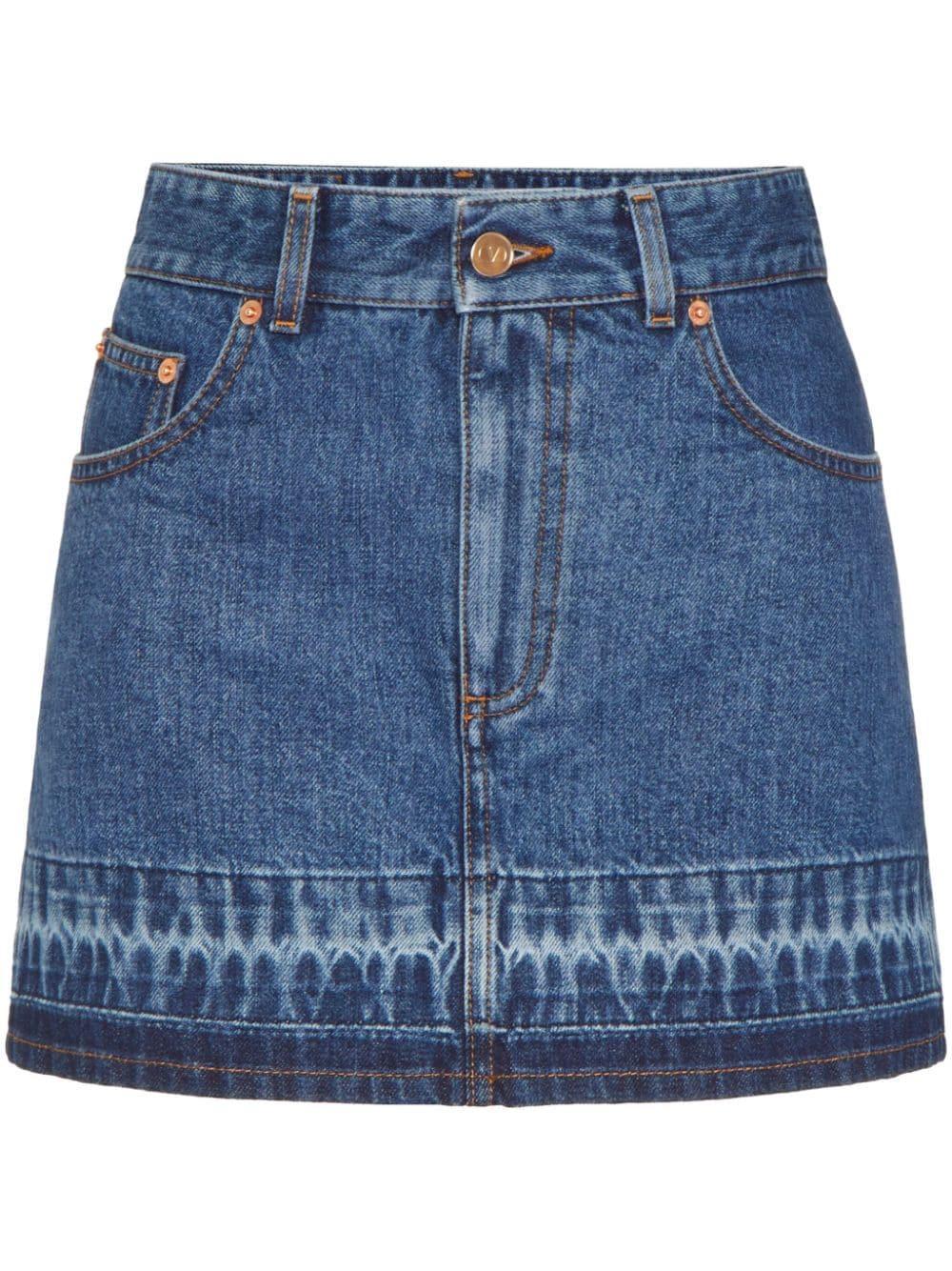 Mid-rise Denim Mini Skirt In Blue Product Image