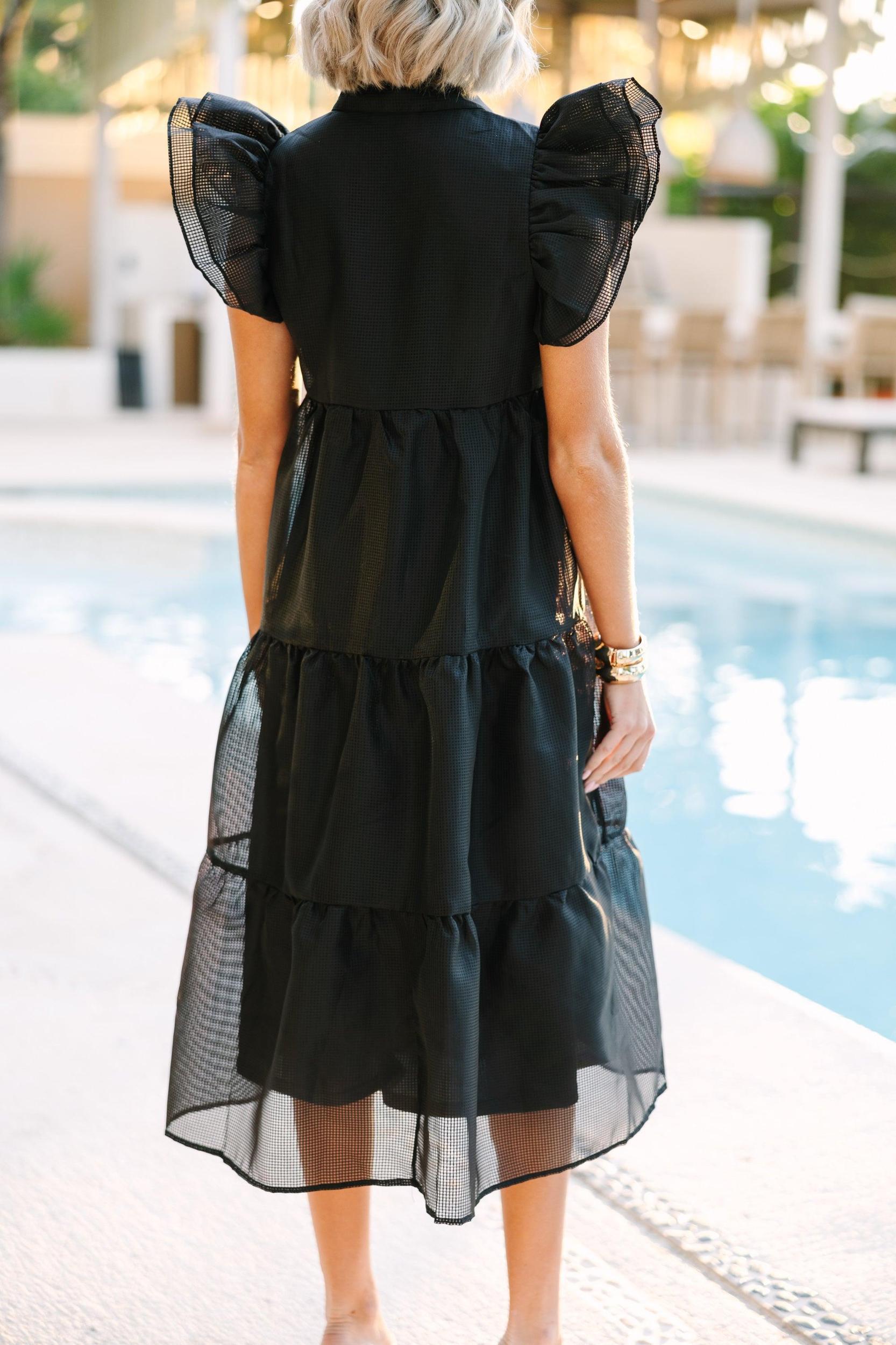 More Good Days Black Midi Dress Female Product Image