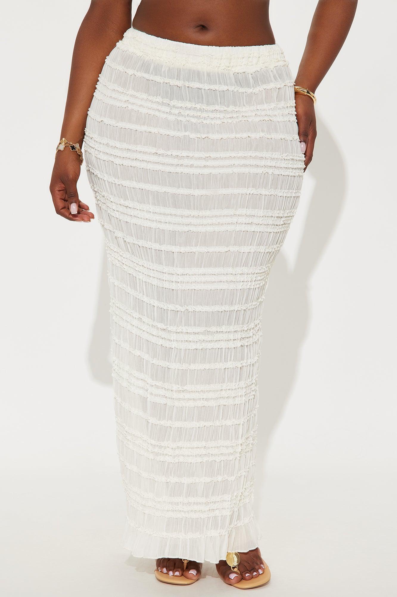 Elise Tiered Ruffle Maxi Skirt - Ivory Product Image