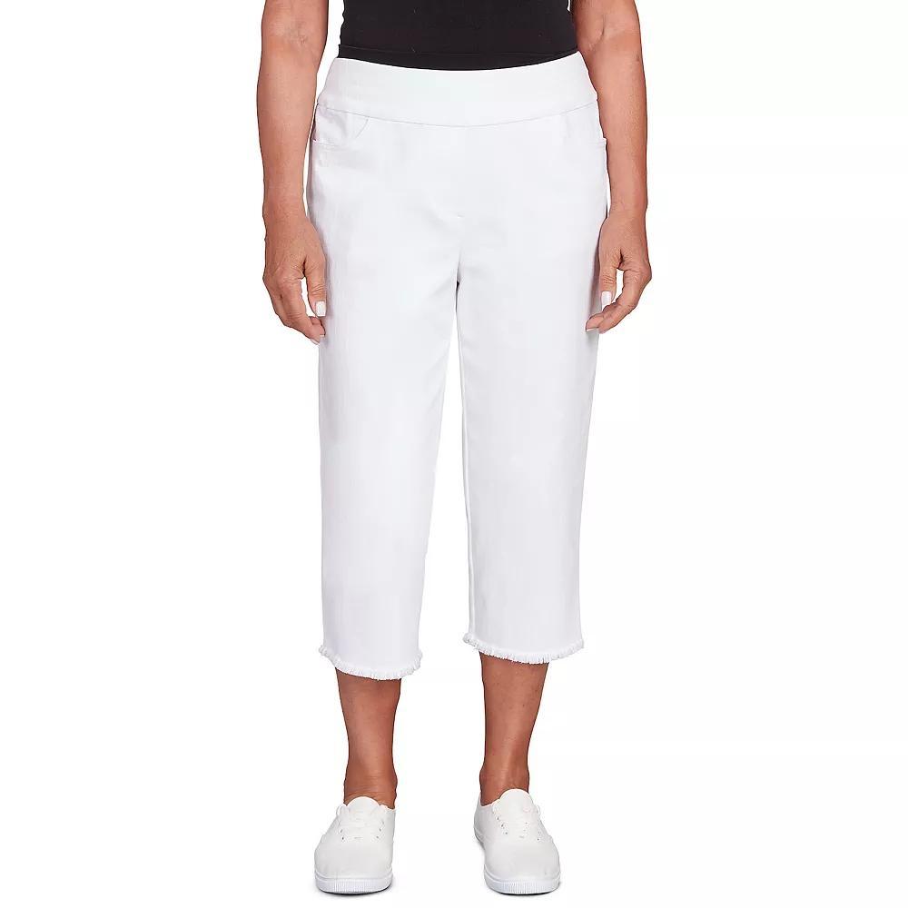 Women's Alfred Dunner Denim Fringe Capri Pants, Size: 12, White Product Image
