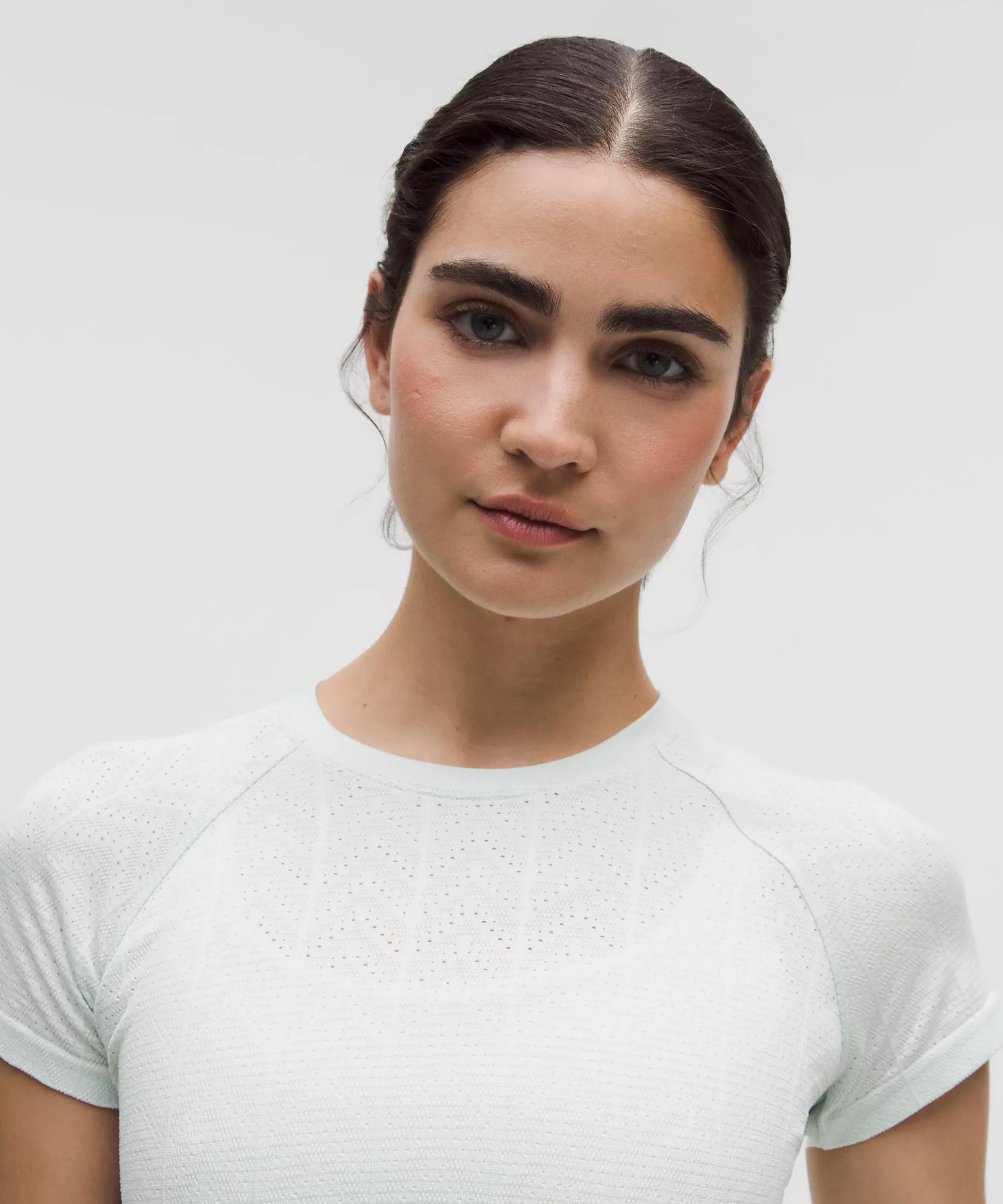 Swiftly Pointelle Cropped Short-Sleeve Shirt Product Image