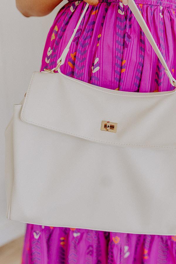 NYC Chic Faux Leather Tote in Ivory Product Image