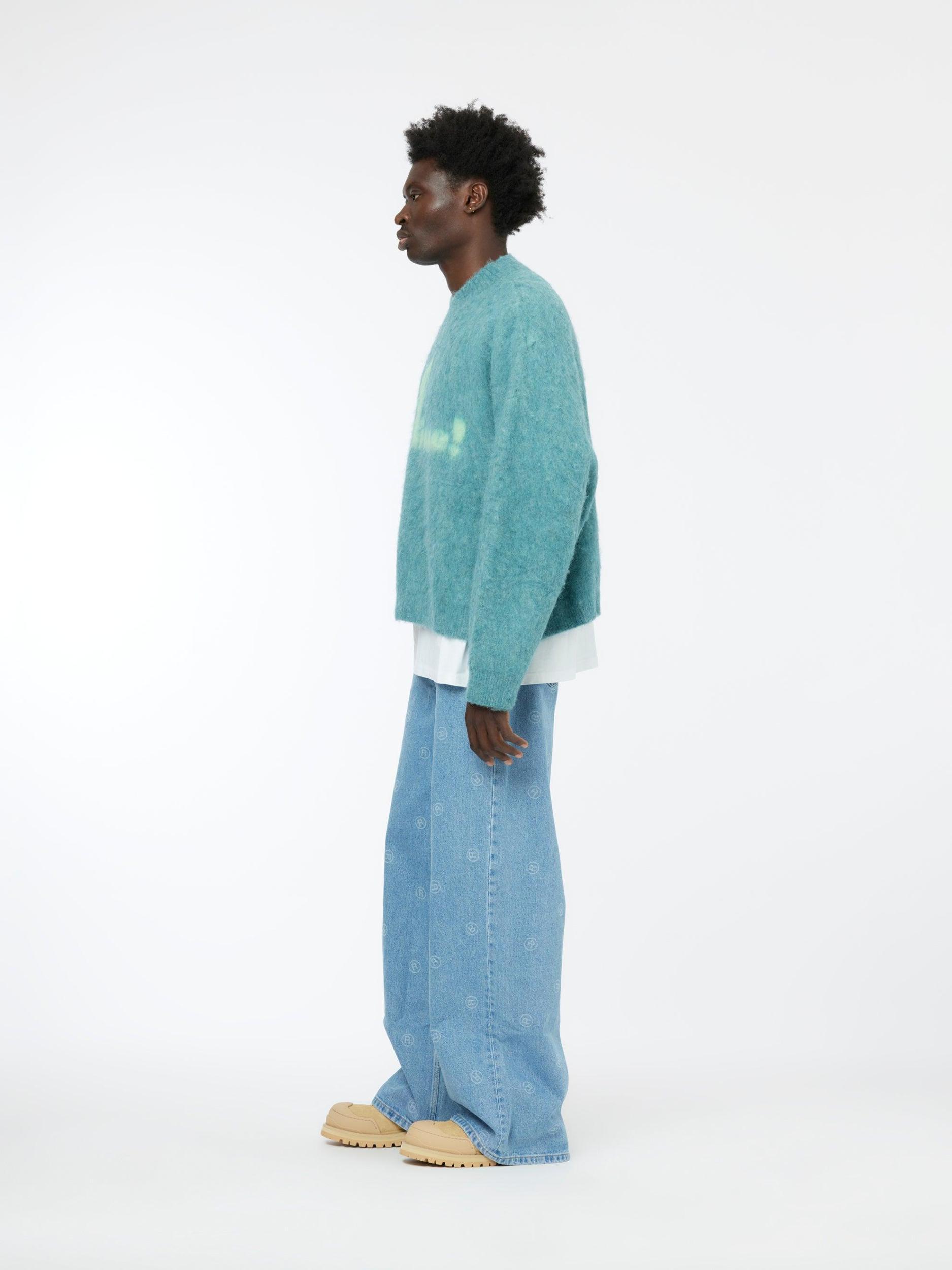 Brushed Mohair V-Neck Jumper (Blue) Product Image