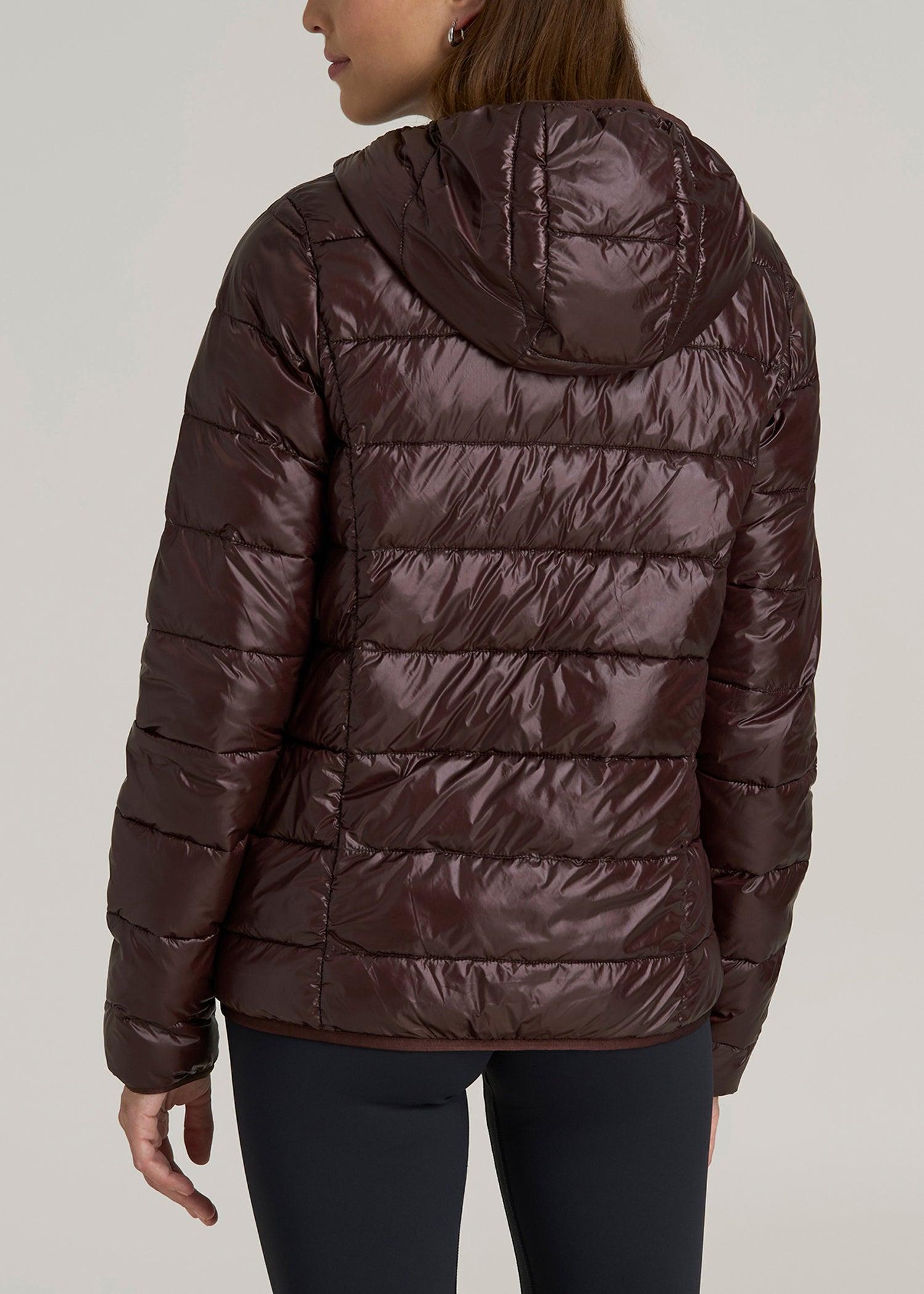 Packable Short Puffer Jacket for Tall Women in Oxblood Product Image