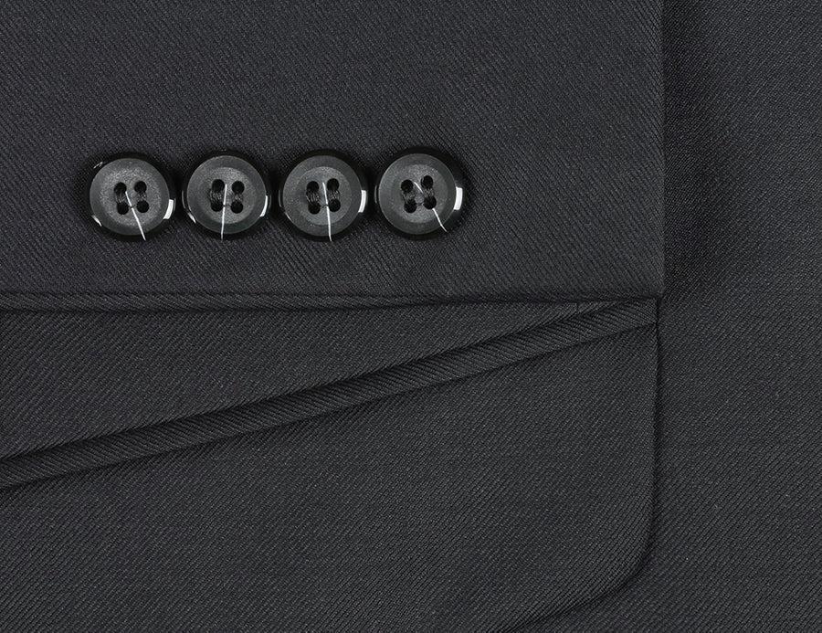 Bevagna Collection - Black 100% Virgin Wool Regular Fit Pick Stitched 2 Piece Suit Product Image