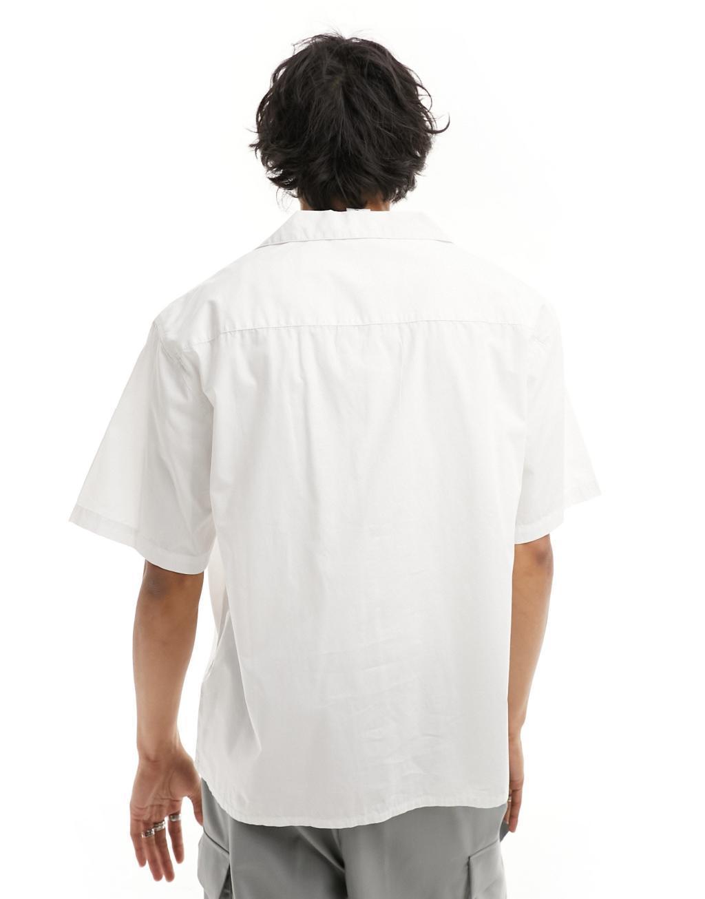 COLLUSION oversized poplin revere short sleeve shirt in white Product Image