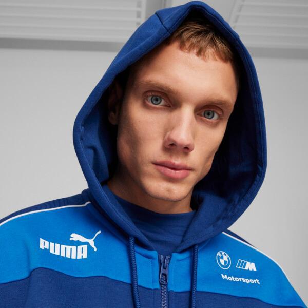 PUMA BMW M Motorsport SDS Men's Motorsports Hooded Sweat Jacket in Pro Blue/Medium Color Product Image
