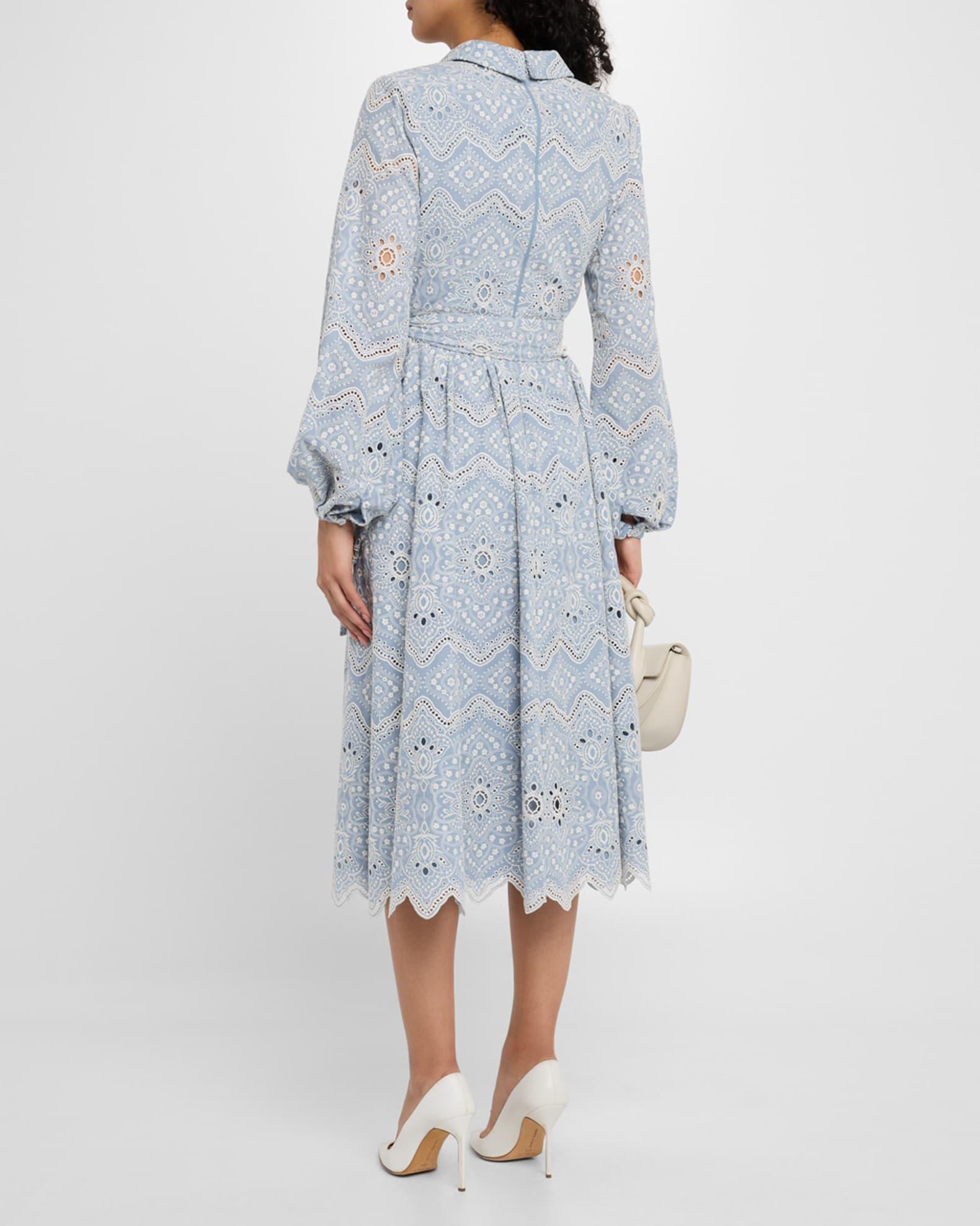 Floral Eyelet-Embroidered Midi Dress Product Image