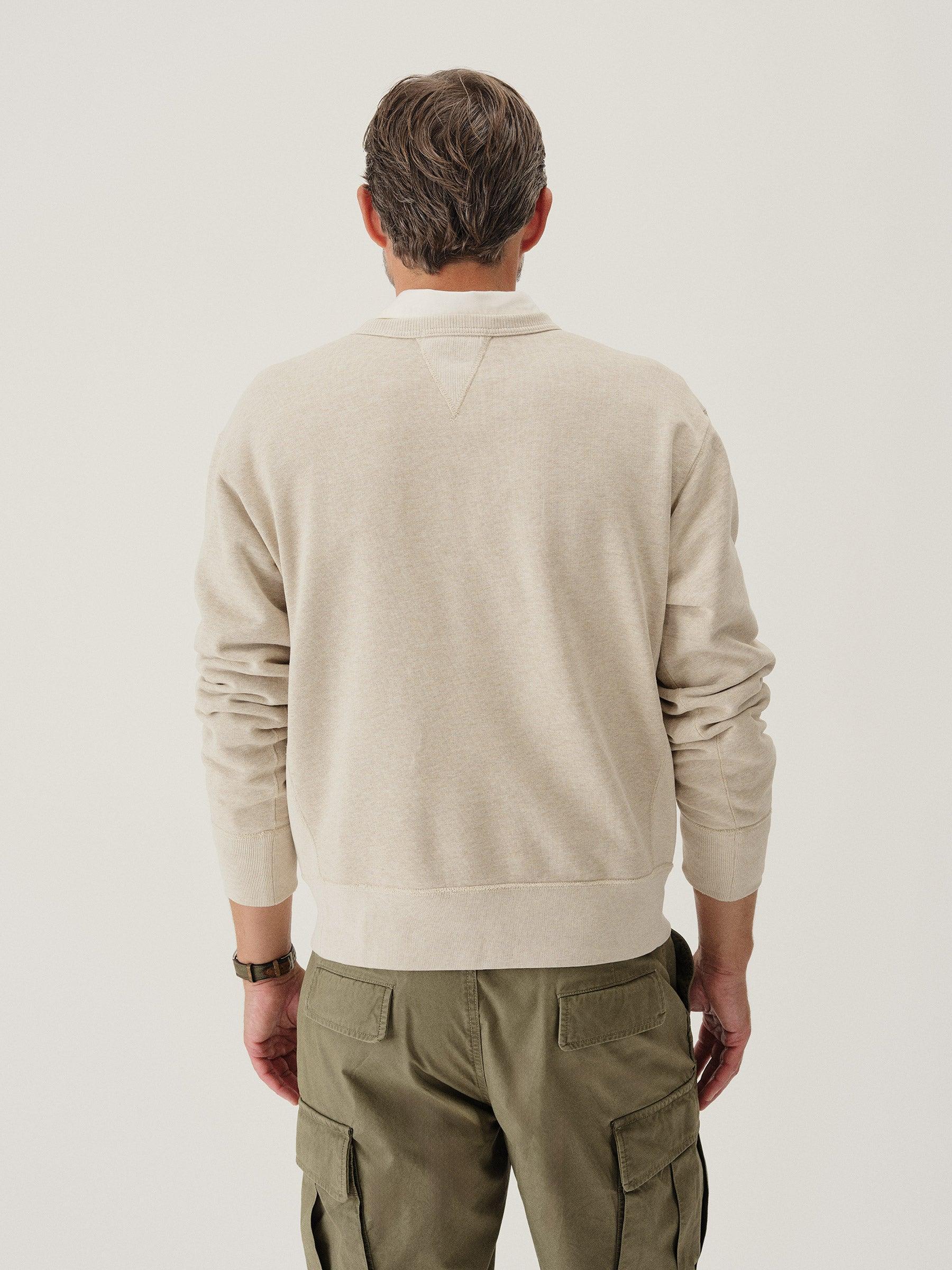 Heather Oat Welterweight Double V Crew Sweatshirt Product Image