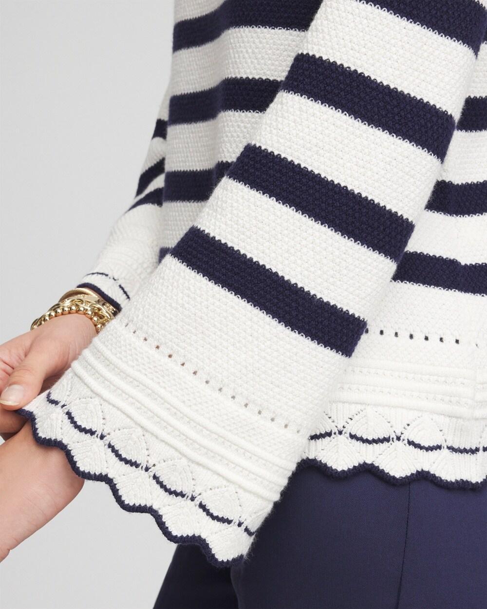 Striped Eyelet Pointelle Pullover Sweater Product Image